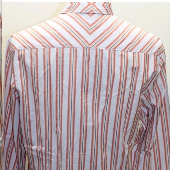 Kenneth Cole Reaction Large 100% Cotton Red Pink Striped Men Shirt Polo Gray - Picture 6 of 7